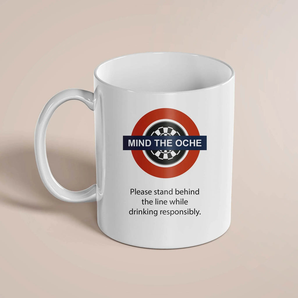 Mind The Oche Darts Mug – 11oz Ceramic Coffee Cup - Throwline Darts