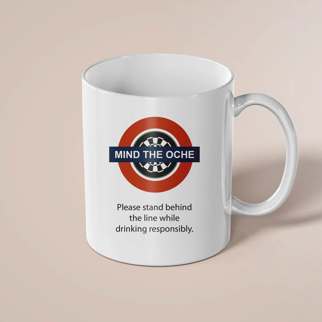 Mind The Oche Darts Mug – 11oz Ceramic Coffee Cup - Throwline Darts